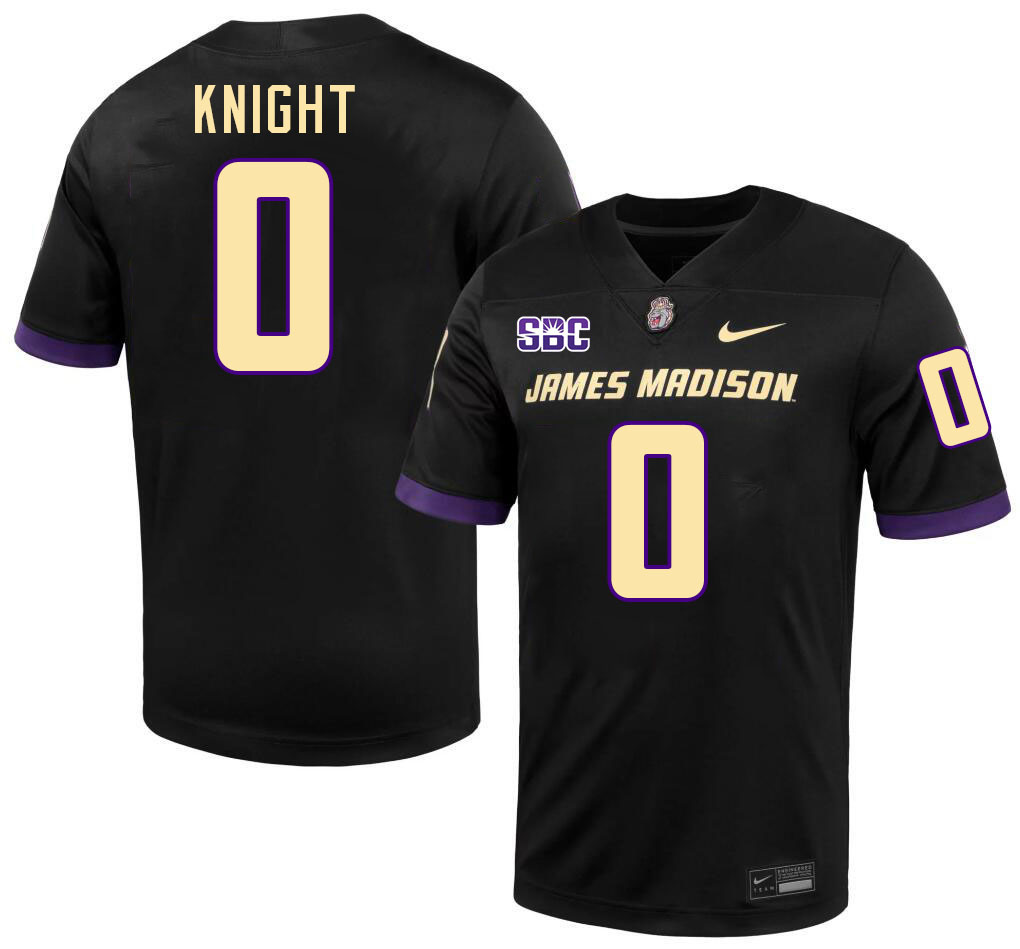 #0 Yamir Knight JMU Jersey,James Madison Dukes Football Jerseys Stitched-Black